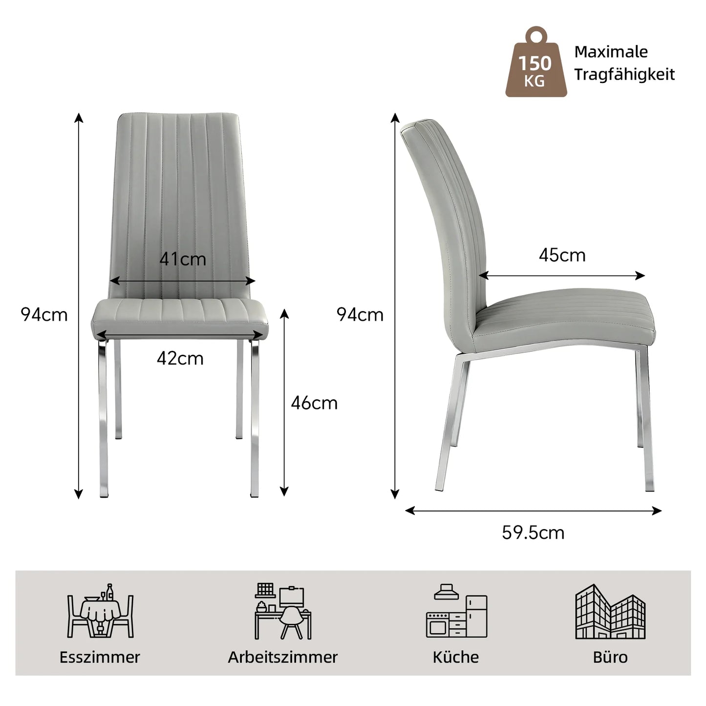 Gray Faux Leather Dining Chairs (Set of 2)