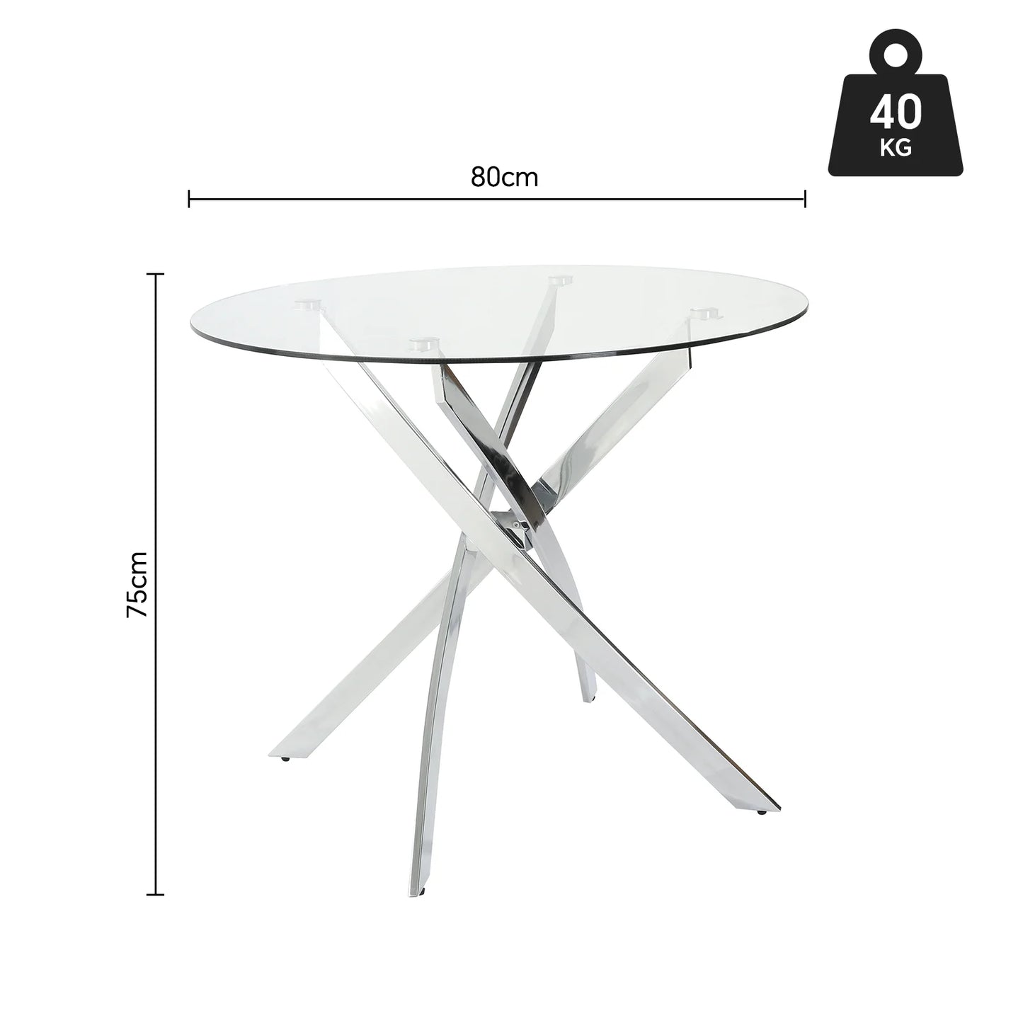 Round Glass Dining Table with Cross Leg Base