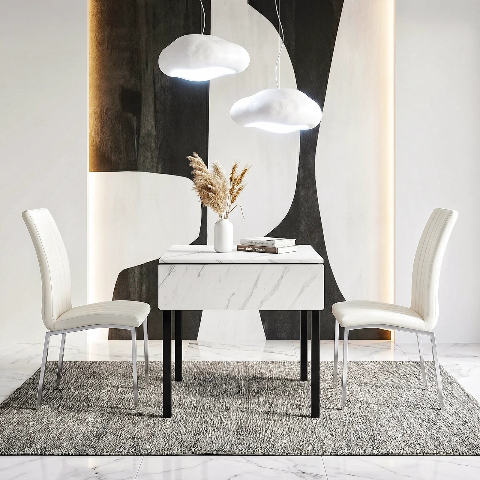 Folding kitchen table for 2–4 people White