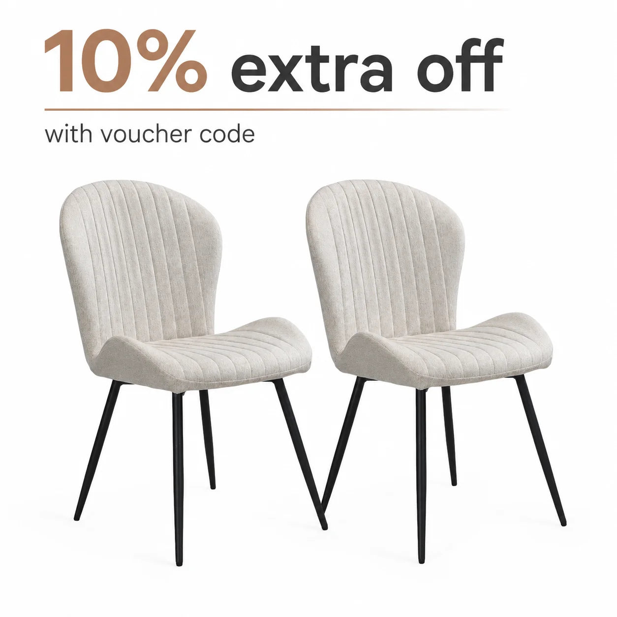 Dining Chairs Set of 2, Modern Dining Room Chairs Comfy Backrest Thick Upholstered Kitchen Chairs with Metal Legs,Beige.