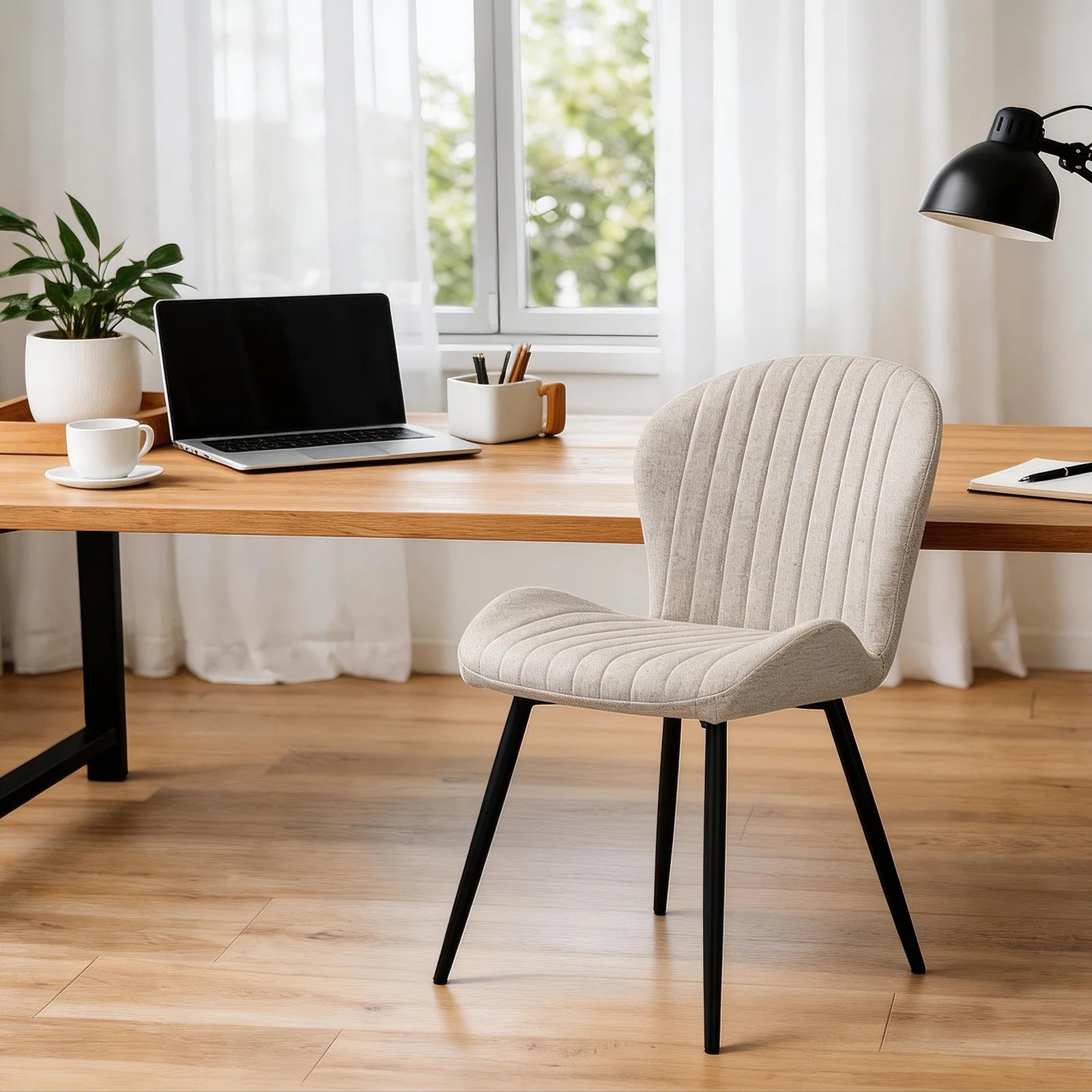 Dining Chairs Set of 2, Modern Dining Room Chairs Comfy Backrest Thick Upholstered Kitchen Chairs with Metal Legs,Beige.