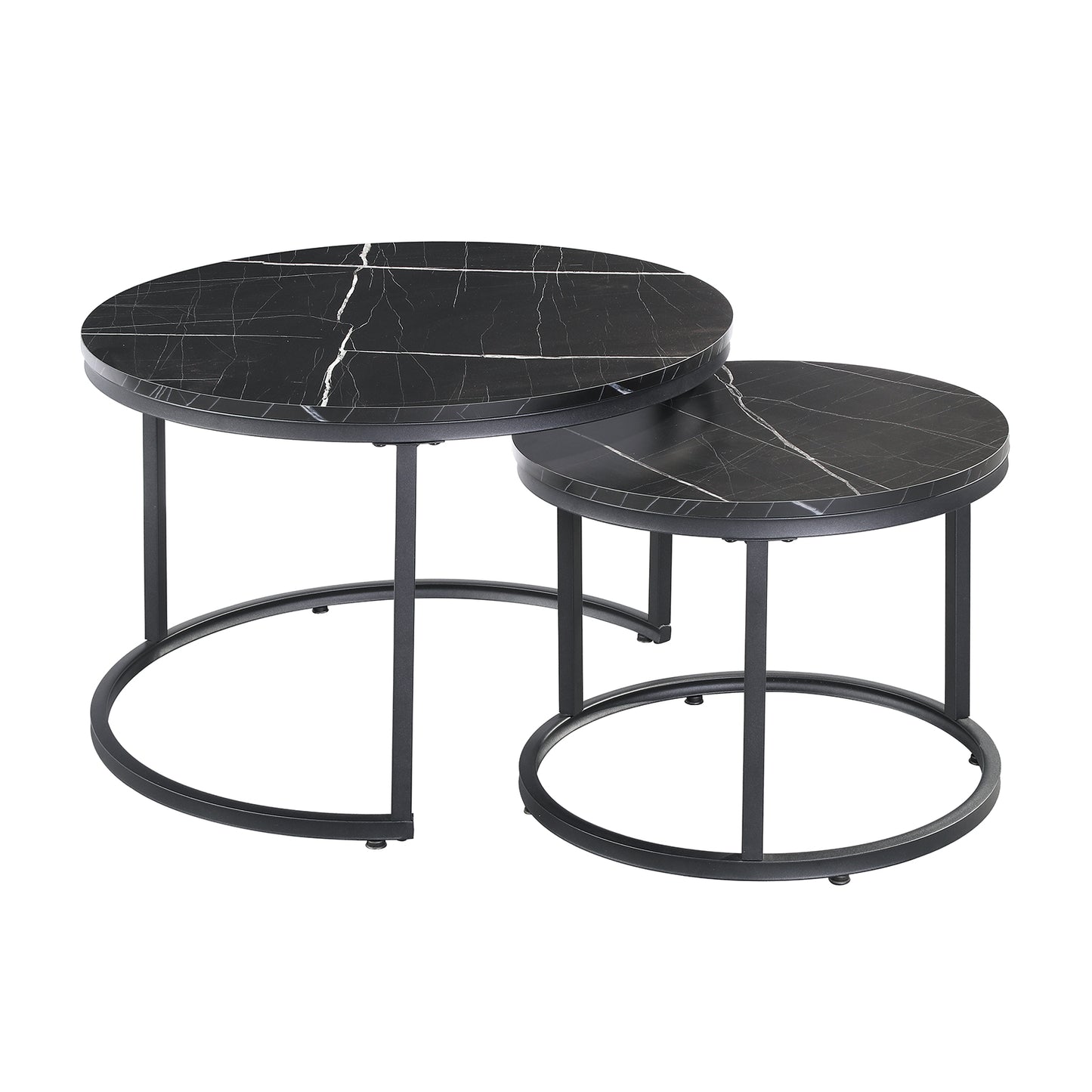 Round Marble Nesting Coffee Tables Black