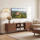Walnut Fluted TV Stand with Storage Cabinets