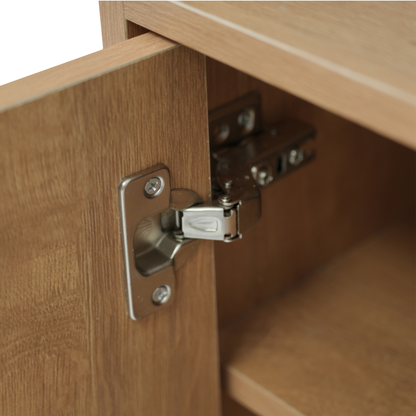 Modern Natural Shoe Storage Bench with 3 Doors, Adjustable Shelves, 100cm