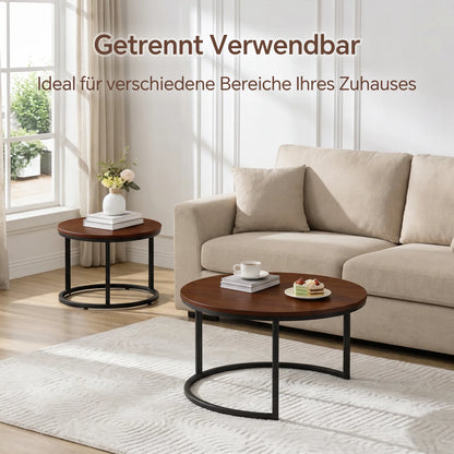 Brown Round Marble Nesting Coffee Tables