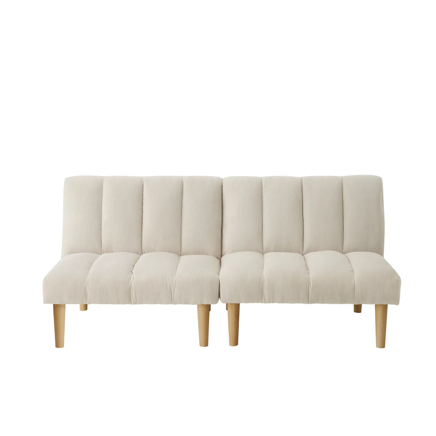 Beige Corduroy 2-Seater Sofa Bed