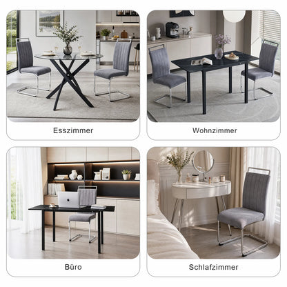 Grey Velvet Cantilever Dining Chairs (Set of 2)
