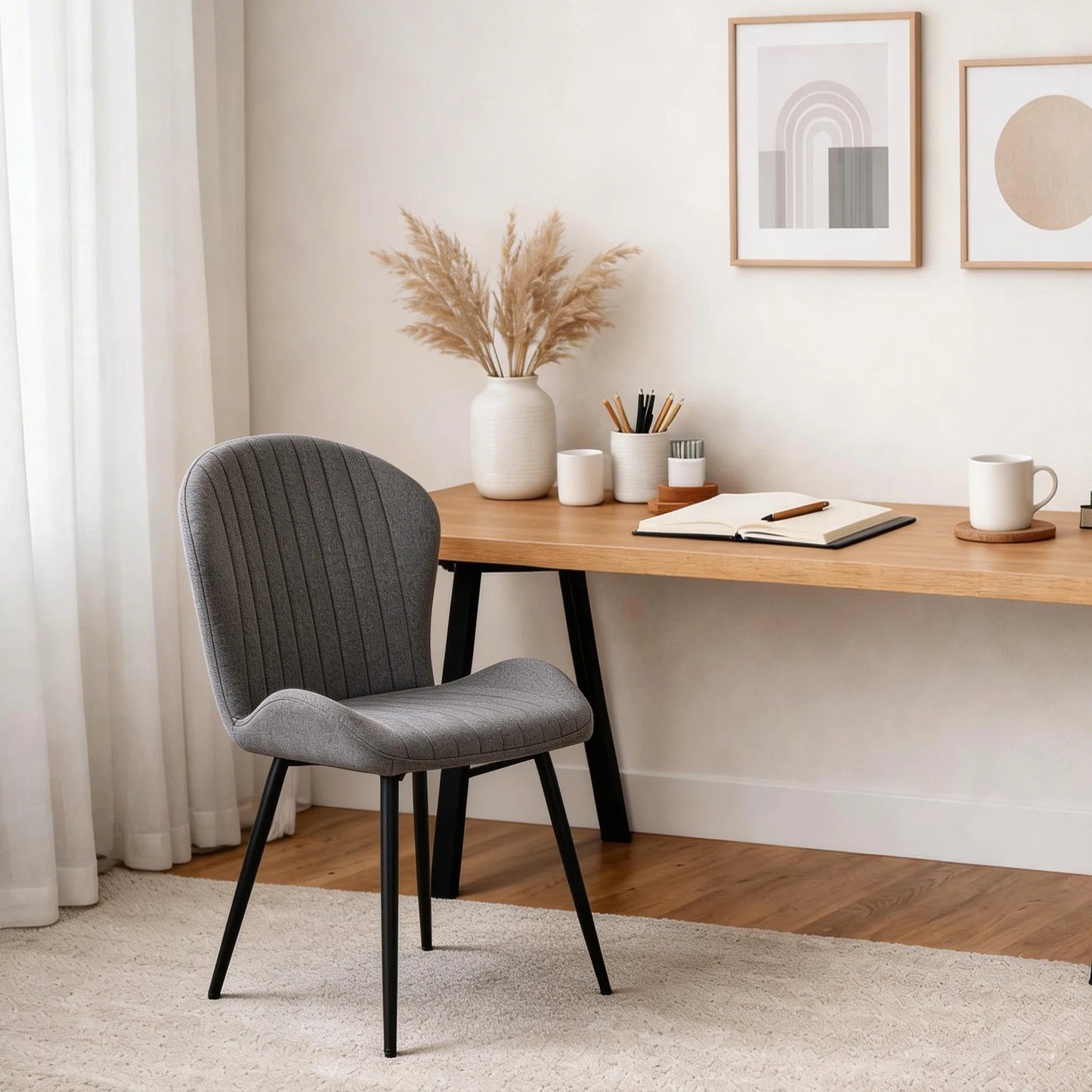 Gray Upholstered Dining Chairs (Set of 2)