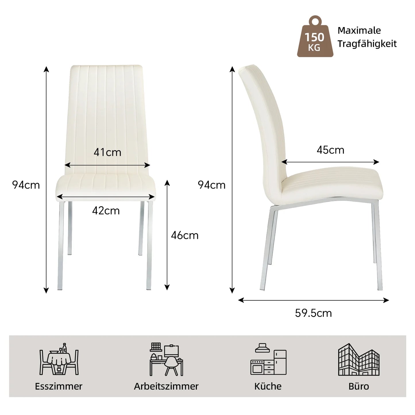 Beige Faux Leather Dining Chairs (Set of 2)