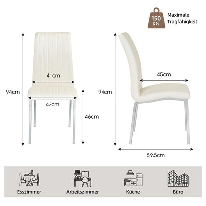 Beige Faux Leather Dining Chairs (Set of 2)
