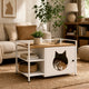 Multifunctional Cat Litter Box Cabinet with Storage, White & Light Oak