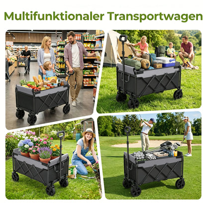 Foldable Handcart, Load Capacity Up to 100 KG, Black