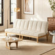 Beige Corduroy 2-Seater Sofa Bed