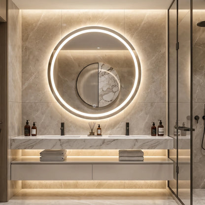 Round Bathroom Mirror with 3 Color Temperature Lights