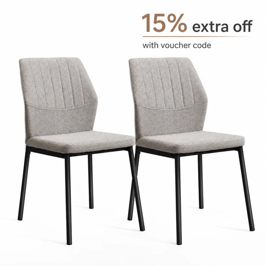 Modern Beige Fabric Dining Chairs (Set of 2)