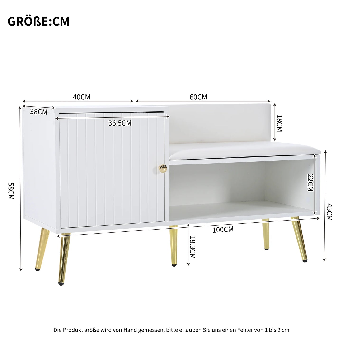 Modern White Shoe Storage Bench with Seat, Backrest & Storage