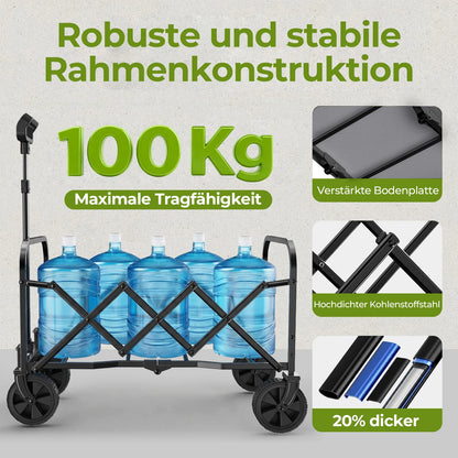 Foldable Handcart, Load Capacity Up to 100 KG, Black
