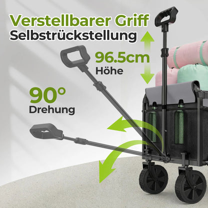 Foldable Handcart, Load Capacity Up to 100 KG, Black