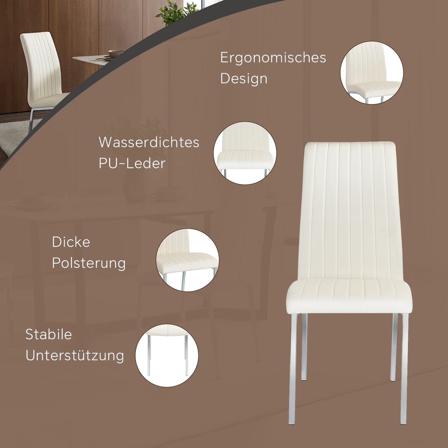 Beige Faux Leather Dining Chairs (Set of 2)