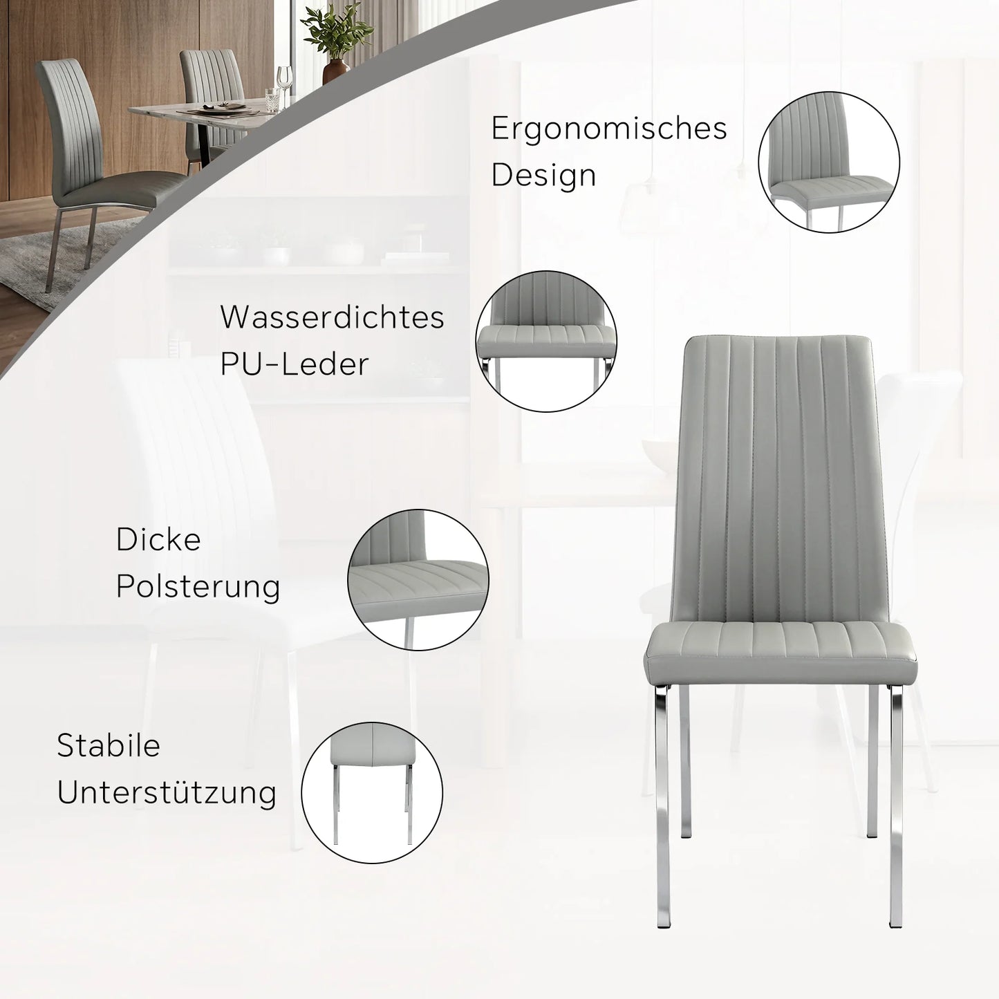 Gray Faux Leather Dining Chairs (Set of 2)