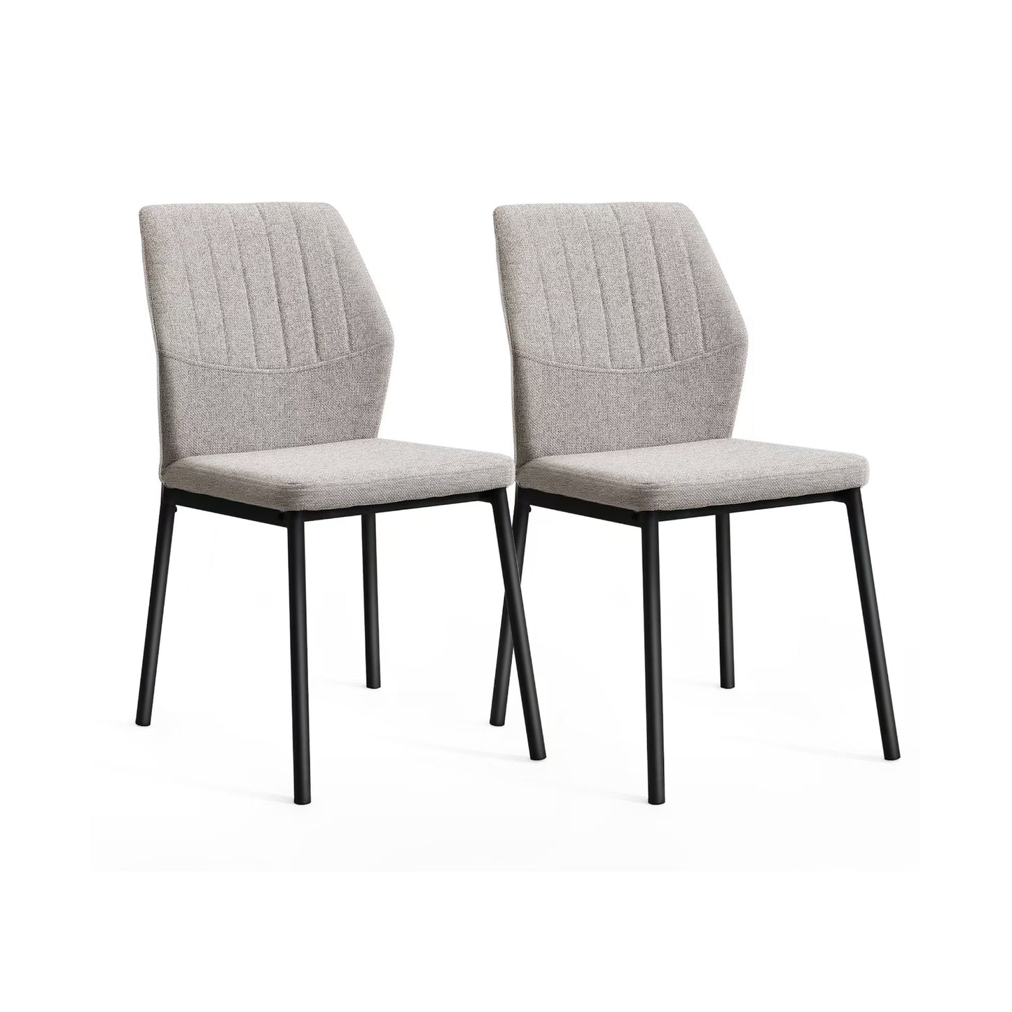 Modern Beige Fabric Upholstered Dining Chair 2Pecs
