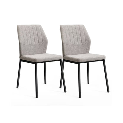 Modern Beige Fabric Upholstered Dining Chair 2Pecs