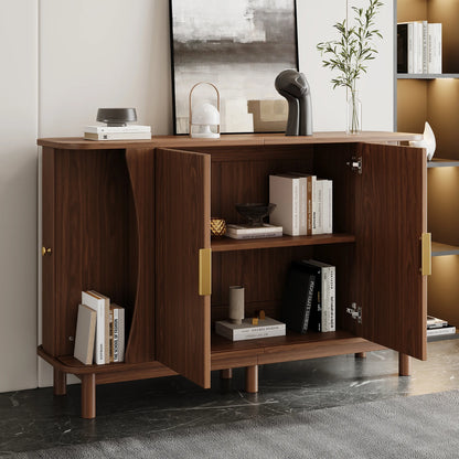 Modern Walnut‑Colored MDF Sideboard 140cm, 2 Sliding Doors