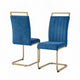 Blue Velvet Cantilever Dining Chairs with Gold Legs(Set of 2)