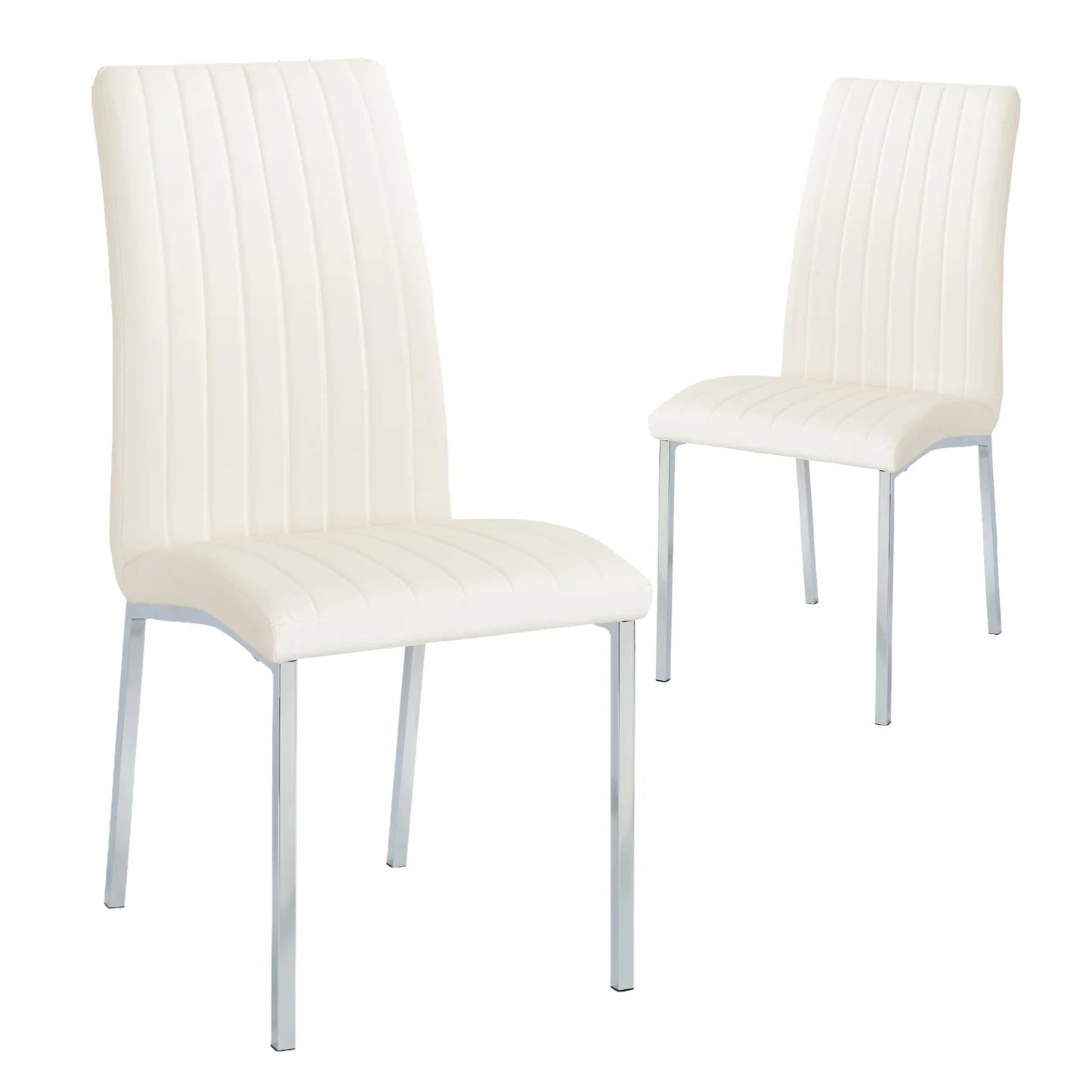 Beige Faux Leather Dining Chairs (Set of 2)