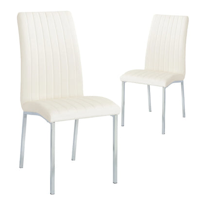 Beige Faux Leather Dining Chairs (Set of 2)