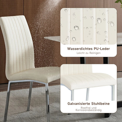 Beige Faux Leather Dining Chairs (Set of 2)