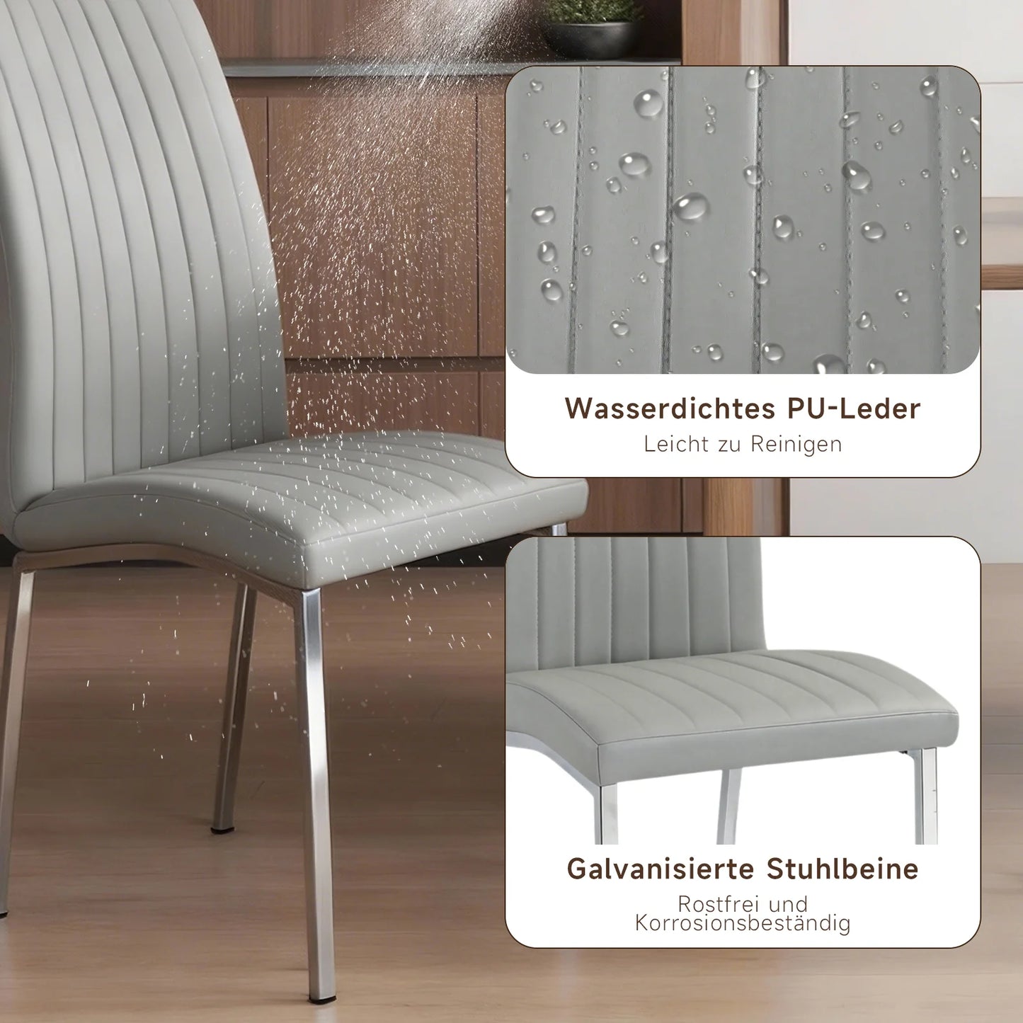 Gray Faux Leather Dining Chairs (Set of 2)
