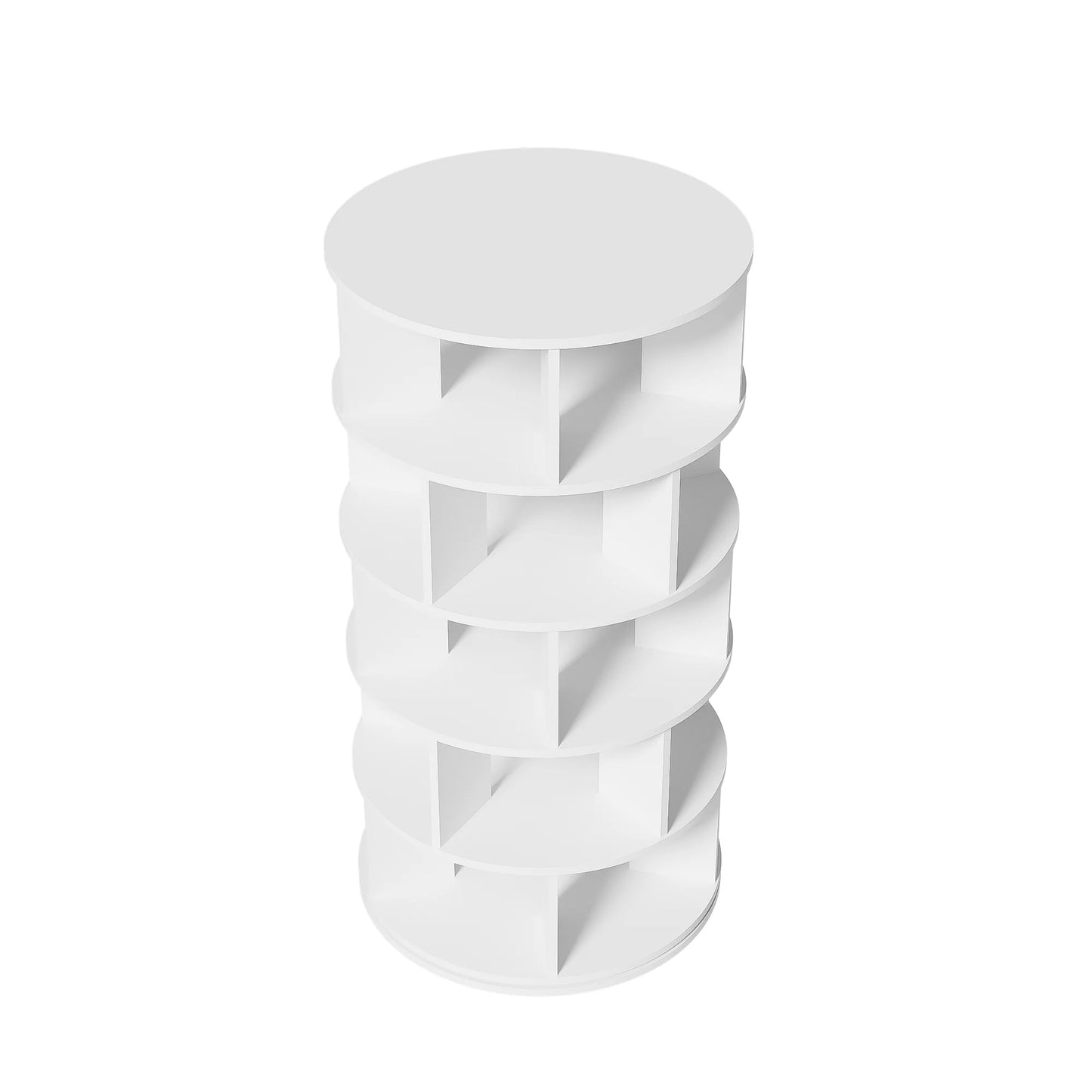 White Rotating Shoe Rack with 5-Tier Storage