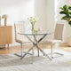 Round Glass Dining Table with Cross Leg Base