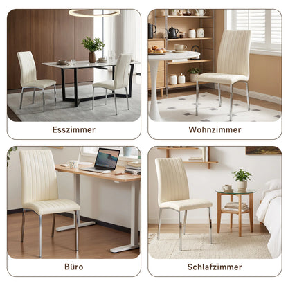 Beige Faux Leather Dining Chairs (Set of 2)