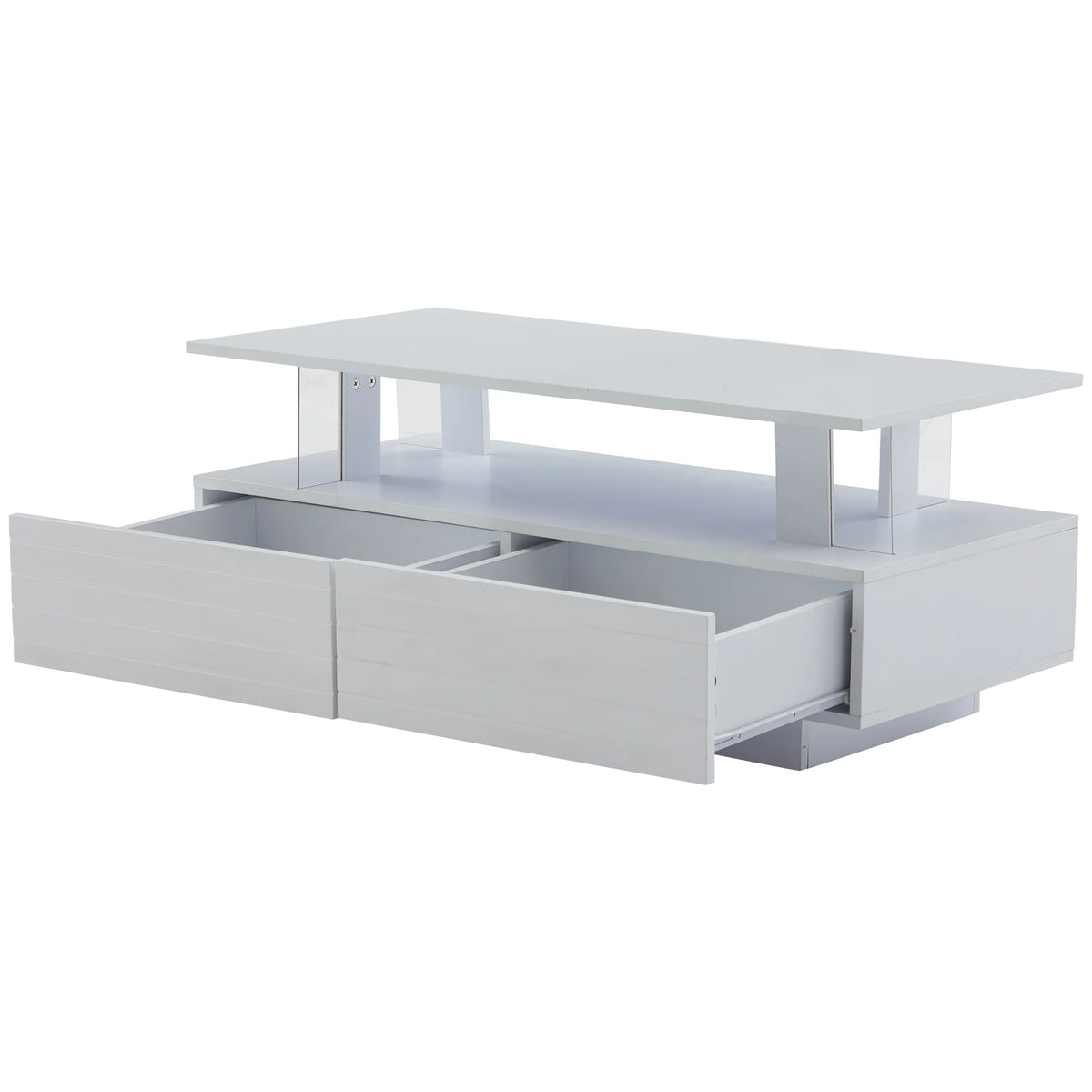 Modern White LED Coffee Table with Storage
