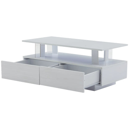 Modern White LED Coffee Table with Storage