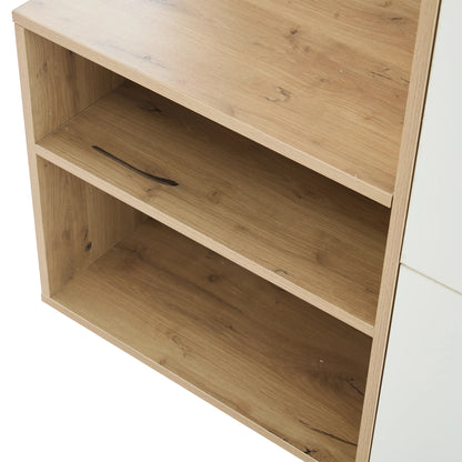 White Wood Hallway Wardrobe Set with Mirror and Shoe Bench