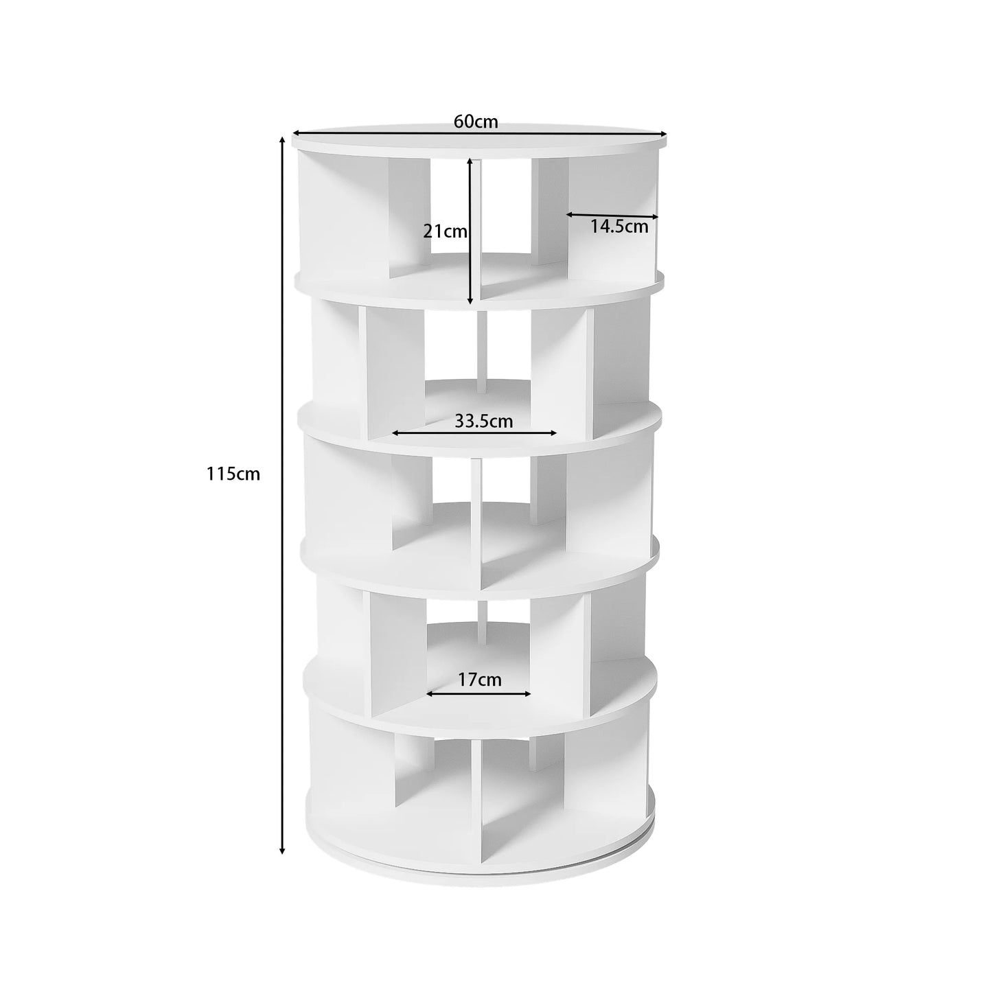 White Rotating Shoe Rack with 5-Tier Storage