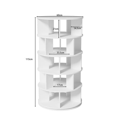 White Rotating Shoe Rack with 5-Tier Storage