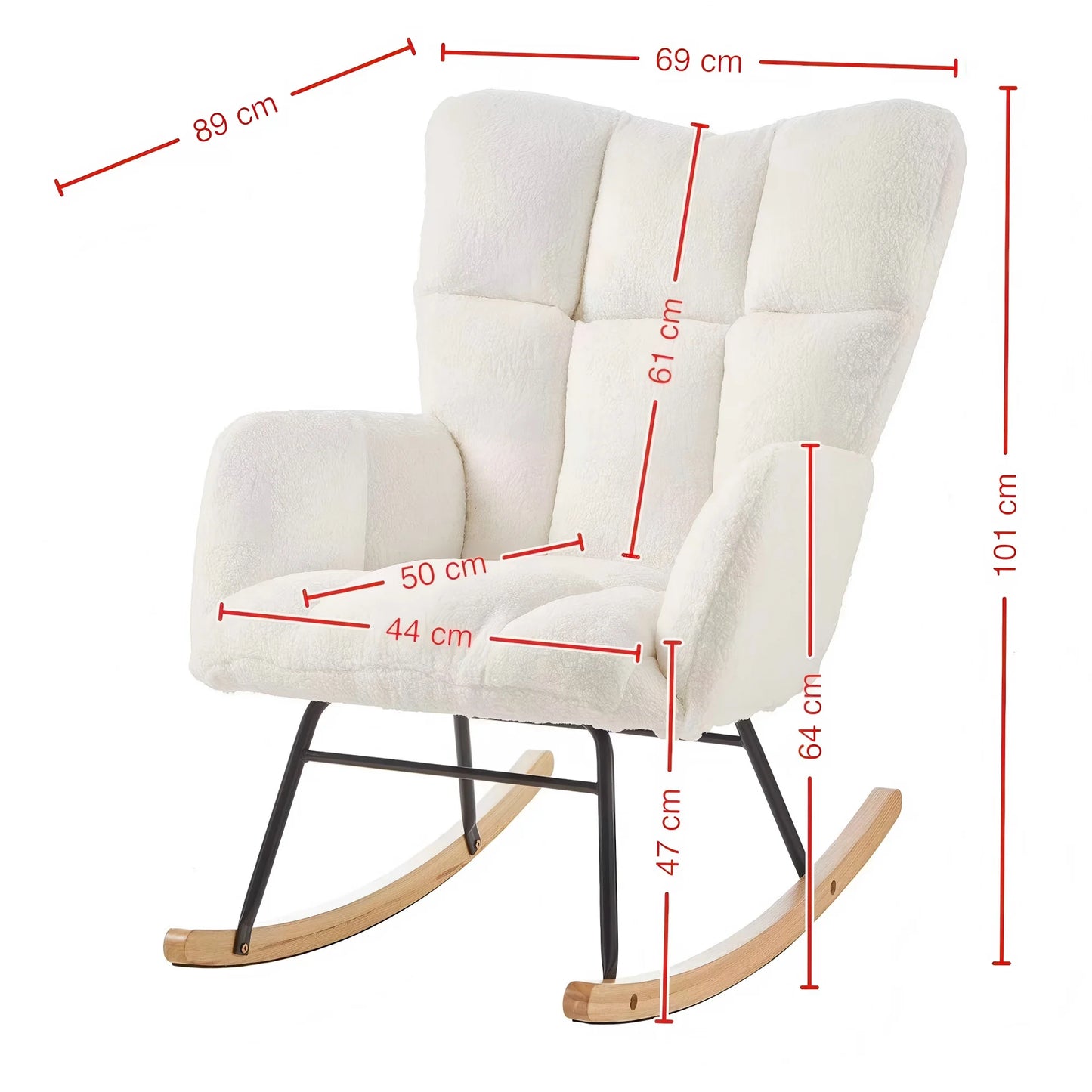 Modern White Rocking Chair with Wooden Base