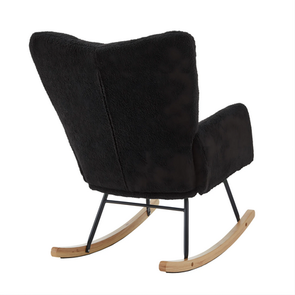 Modern Black Rocking Chair with Wooden Base
