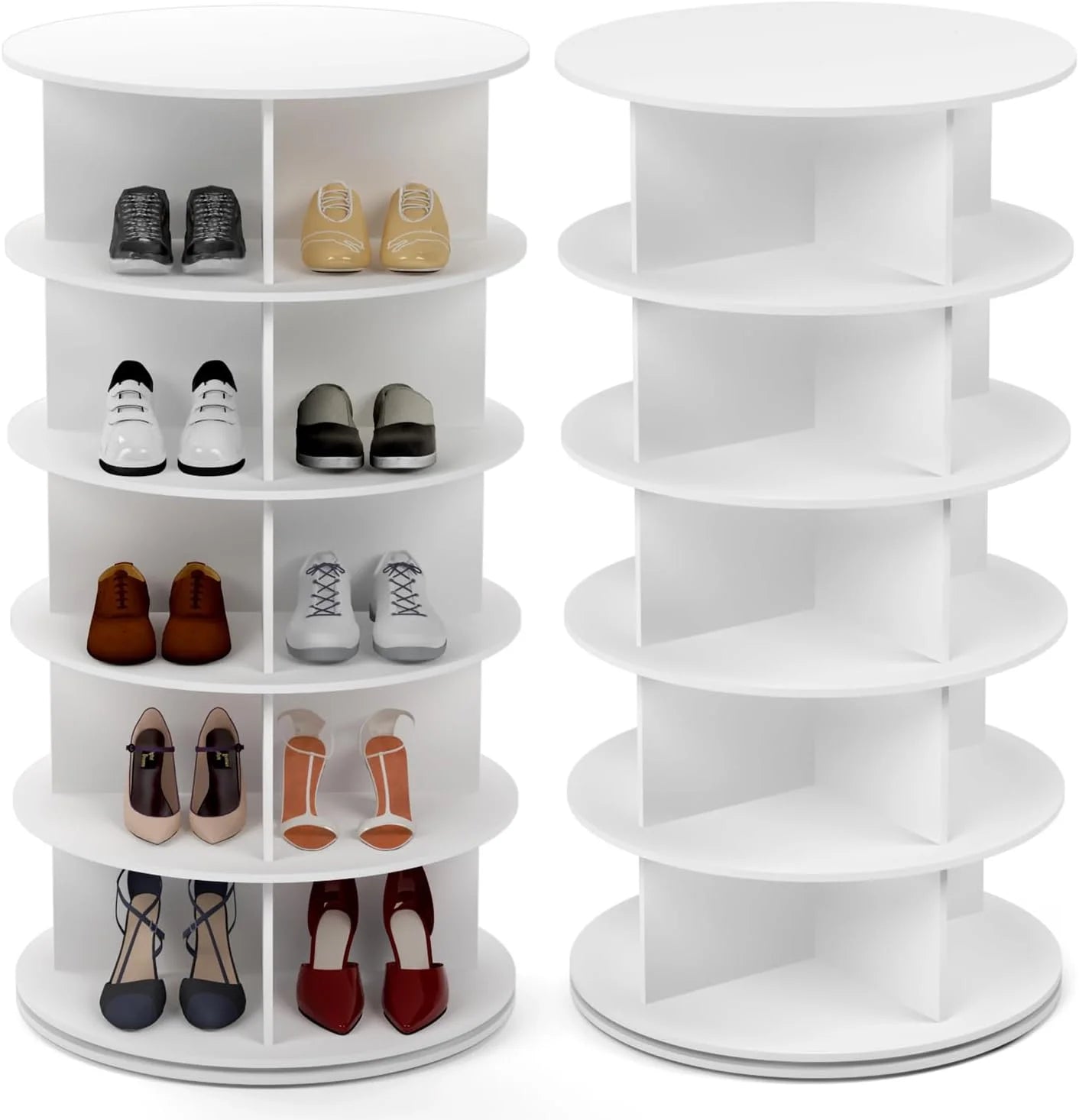 White Rotating Shoe Rack with 5-Tier Storage