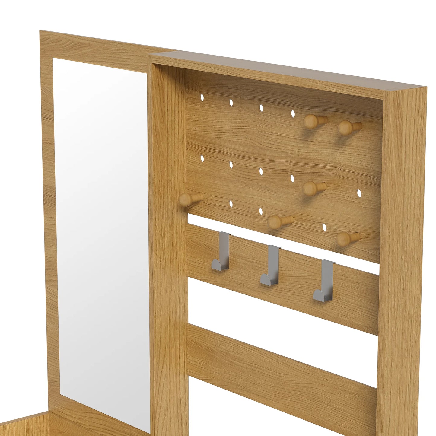 Modern Compact Wardrobe with Mirror, Adjustable Shelves & Hooks, Storage Cabinet for Bedroom
