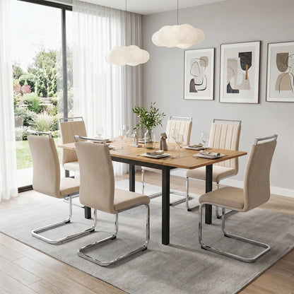 Beige Velvet Cantilever Dining Chairs (Set of 2)