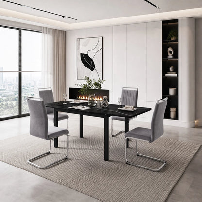 Grey Velvet Cantilever Dining Chairs (Set of 2)