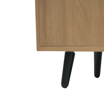 Modern Natural Shoe Storage Bench with 3 Doors, Adjustable Shelves, 100cm