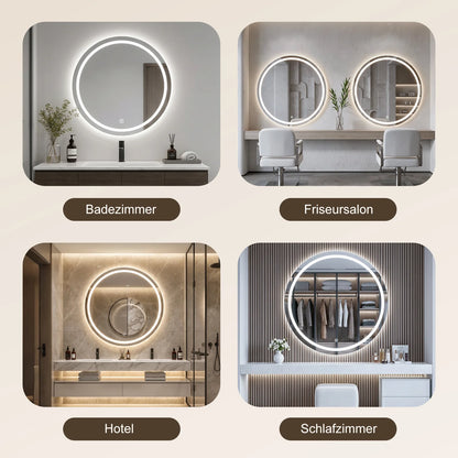 Round Bathroom Mirror with 3 Color Temperature Lights
