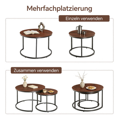 Brown Round Marble Nesting Coffee Tables