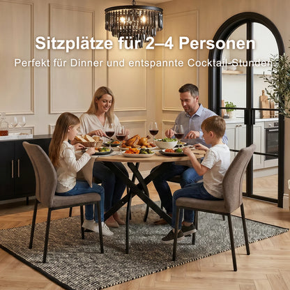 Round Wooden Grain Dining Table with Cross Leg Base